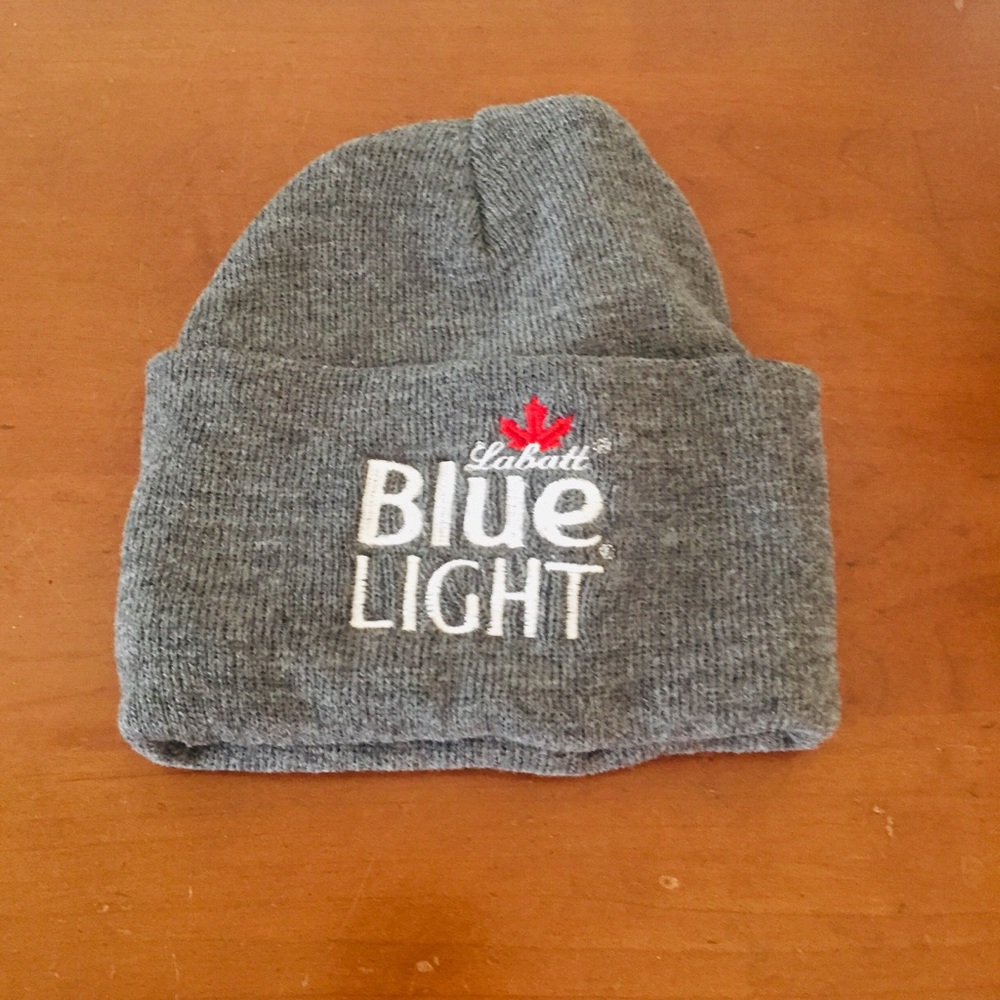 Labatt blue grey stretchy fold over winter hat